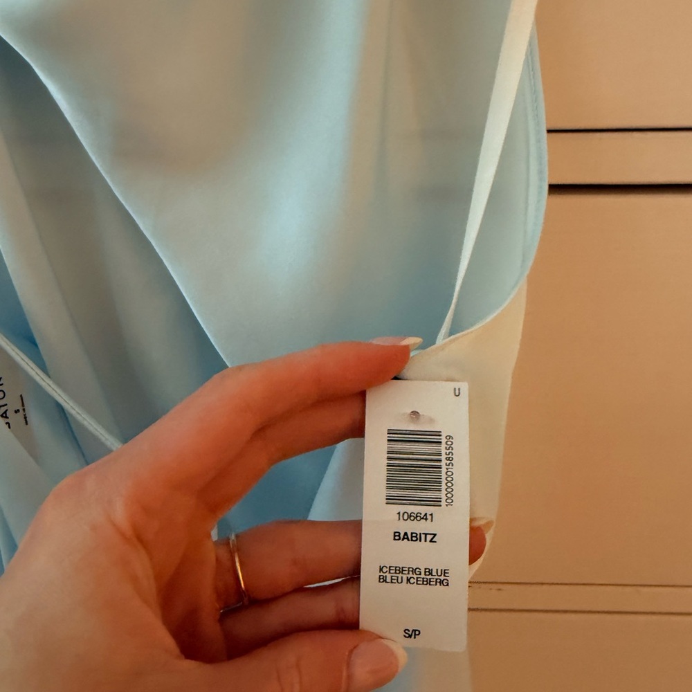 NWT Aritzia Babitz ice blue satin cowl halter top (Size S) - Picture 7 of 8